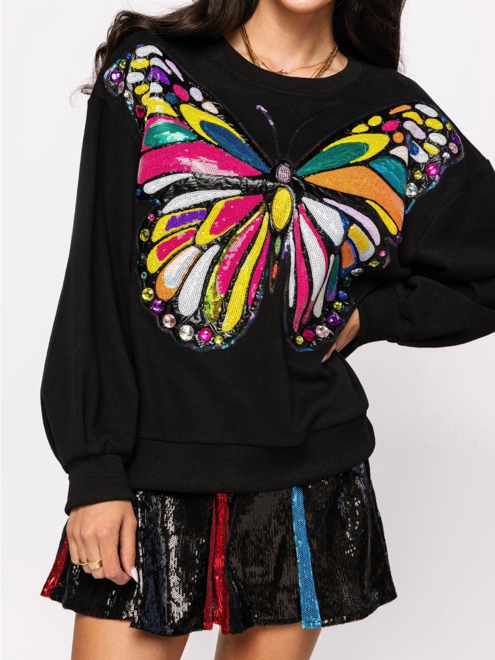 QOS Queen of Sparkles Oversized Butterfly Sweatshirt